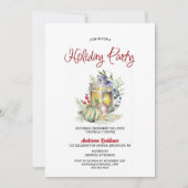 Invitation Fête des fêtes de Baubles et lanterne d'aquarelle (Devant)