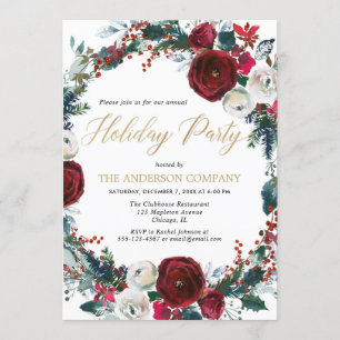 Invitation Fête des Fêtes de l'entreprise Burgund or élégant