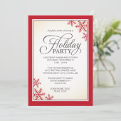 Invitation Fête des fêtes de neige et des flocons rouges élég (Debout devant)