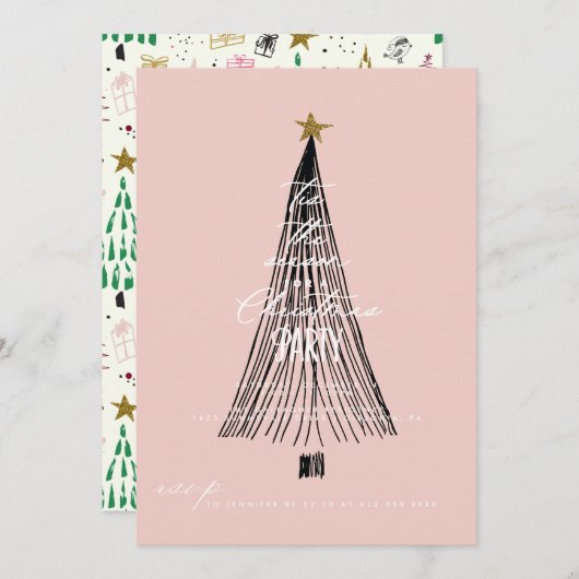 Invitation Fête des fêtes de Noël de la Parties scintillant l (Devant / Derrière)