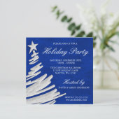 Invitation Fête des fêtes de Noël des Arbres de Noël bleus et (Debout devant)