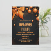 Invitation Fête des Fêtes de Noël Orange et Black Holly 2025 (Debout devant)