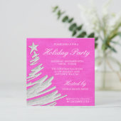 Invitation Fête des fêtes de Noël rose et argenté (Debout devant)