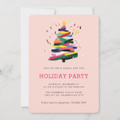 Invitation Fête des fêtes de Noël rose moderne unique (Devant)