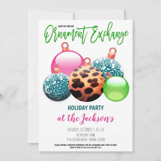 Invitation Fête des fêtes d'échange d'ornements (Devant)