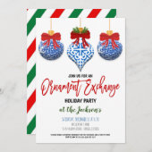 Invitation Fête des fêtes d'échange d'ornements (Devant / Derrière)