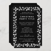 Invitation Fête des fêtes des Feuilles noirs et blancs (Devant / Derrière)