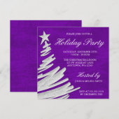 Invitation Fête des fêtes des sapins de Noël pourpres et arge (Devant / Derrière)