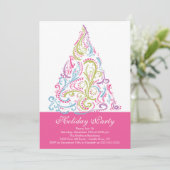 Invitation Fête des fêtes des sapins roses (Debout devant)