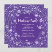 Invitation Fête des Fêtes des Snowflakes moderne violet (Devant / Derrière)