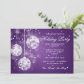 Invitation Fête des Fêtes Parkling Baubles Purple (Debout devant)
