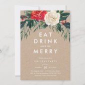 Invitation Fête des Fêtes Roses de vacances (Devant)