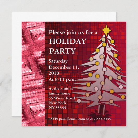 Invitation Fête des Fêtes Ruby Red Christmas Tree (Devant / Derrière)