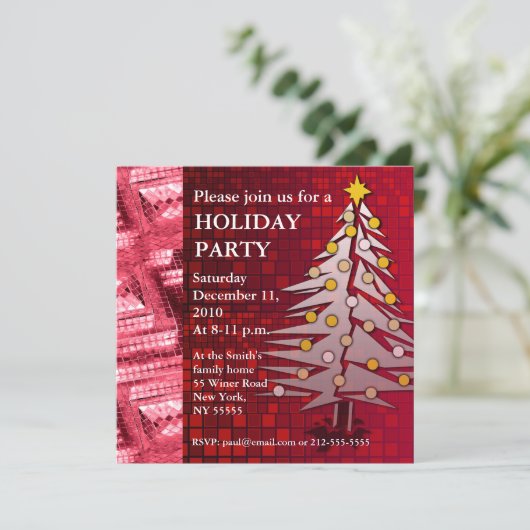 Invitation Fête des Fêtes Ruby Red Christmas Tree (Debout devant)