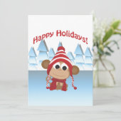 Invitation Fête des fêtes ! Singe d'hiver (Debout devant)