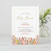 Invitation Fête des feuilles d'automne et dorée pour bébé / S (Debout devant)