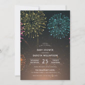 Invitation Fête des feux d'artifice| Baby shower de typograph (Devant)