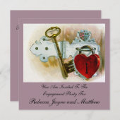 Invitation Fête des Fiançailles Vintages (Devant / Derrière)