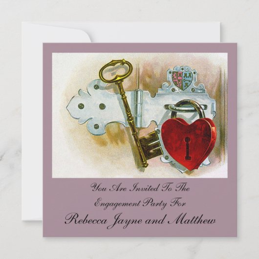 Invitation Fête des Fiançailles Vintages (Devant)