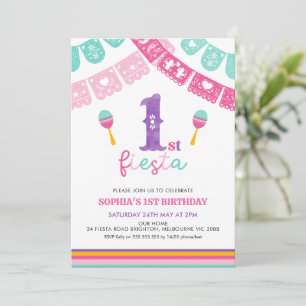Invitation Fête des filles multicolores moderne 1er anniversa