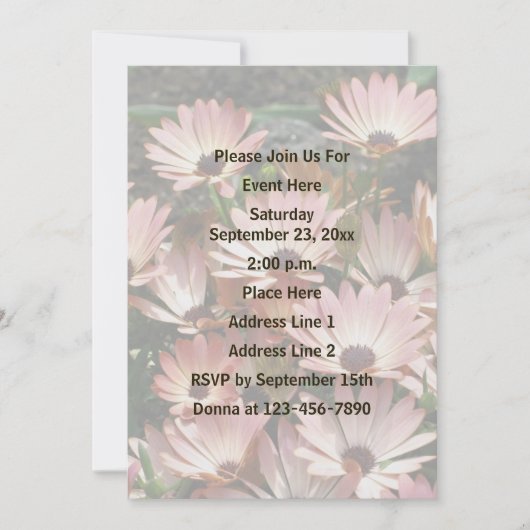 Invitation Fête des Fleurs de marguerite rose (Devant)