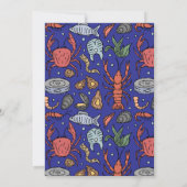 Invitation Fête des fruits de mer bleus des 7 Poissons Noël (Dos)