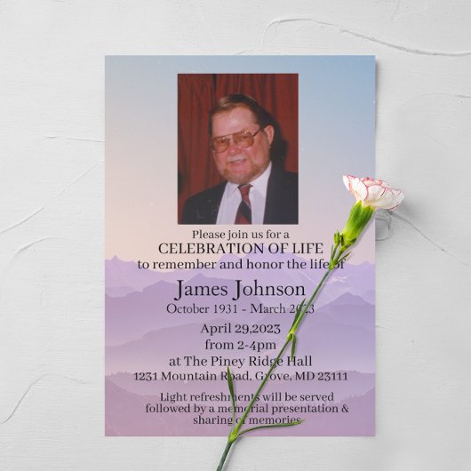 Invitation Fête des funérailles commémoratives de la vie