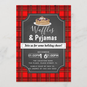 Invitation Fête des gaufres de Noël et du pyjama