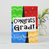 Invitation Fête des grats Grad Festive Multicolor Graduation  (Debout devant)