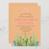 Invitation Fête des Jumeaux de Cactus Modernes (Devant / Derrière)