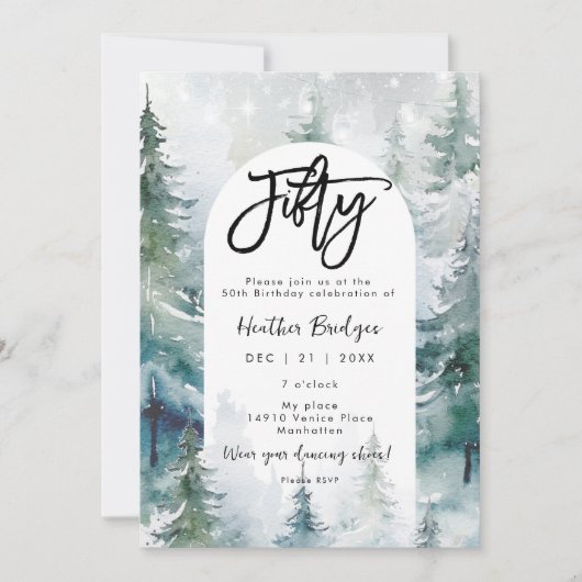 Invitation Fête des lanternes de neige en hiver 50e anniversa (Devant)