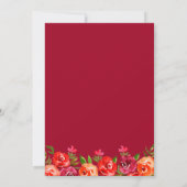 Invitation Fête des mariées à bulles à la florale rouge (Dos)