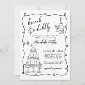 Invitation Fête des mariées à bulles de brunch à la main (Devant)