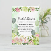 Invitation Fête des mariées à bulles florales rose Hydrangea  (Debout devant)