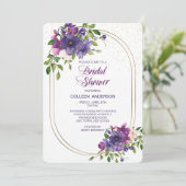 Invitation Fête des mariées à double cadre Rose violet bleu (Debout devant)