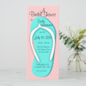 Invitation Fête des mariées à feuillage bleu et rose (Debout devant)