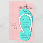 Invitation Fête des mariées à feuillage bleu et rose (Devant / Derrière)