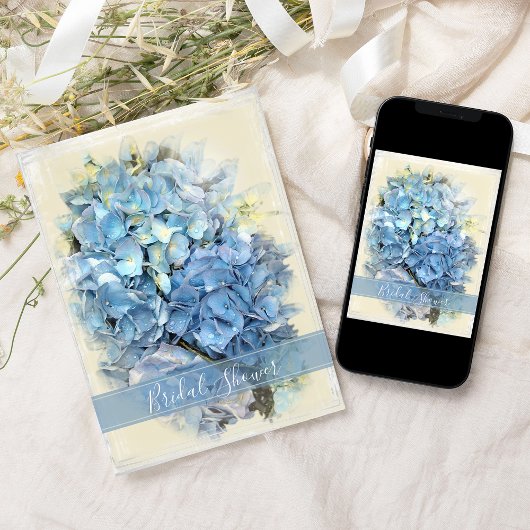 Invitation Fête des mariées à fleurs Blue Hydrangea
