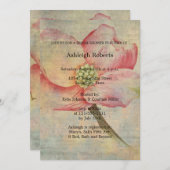 Invitation Fête des mariées à fleurs de bois rose (Devant / Derrière)