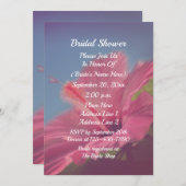 Invitation Fête des mariées à fleurs d'Hibiscus rose (Devant / Derrière)