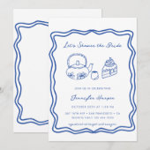 Invitation Fête des mariées à gribouillis pour le thé (Devant / Derrière)