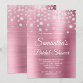 Invitation Fête des mariées à huile de satin rose brillant (Devant / Derrière)