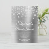 Invitation Fête des mariées à huile satinée argentée diamant (Debout devant)