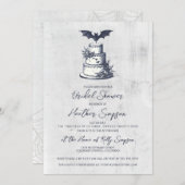 Invitation Fête des mariées à la chauve-souris au gâteau (Devant / Derrière)