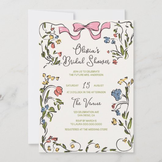 Invitation Fête des mariées à mâchoires à charpente florale c (Devant)