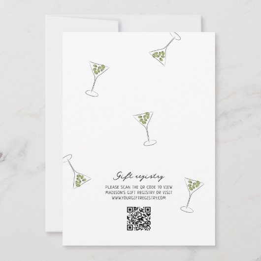 Invitation Fête des mariées à main irky Martini Bow (Dos)