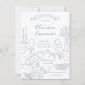 Invitation Fête des mariées à main lunaire illustrée (Devant)