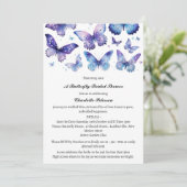 Invitation Fête des mariées à papillon bleu aquarelle (Debout devant)