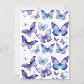 Invitation Fête des mariées à papillon bleu aquarelle (Dos)