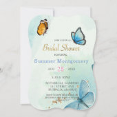 Invitation Fête des mariées à papillon bleu Turquoise chic (Devant)